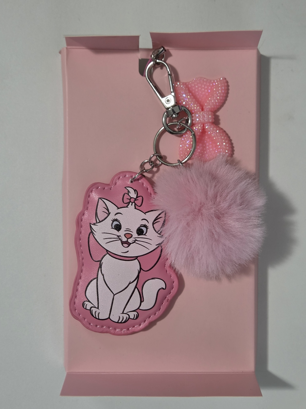 Disney Pink Marie Cat Phone Charm with Pom Pom and Bow